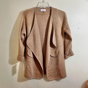 Goodnight Macaroon OS(One Size) Tan Brown Open Front Marbled Cardigan Duster NEW